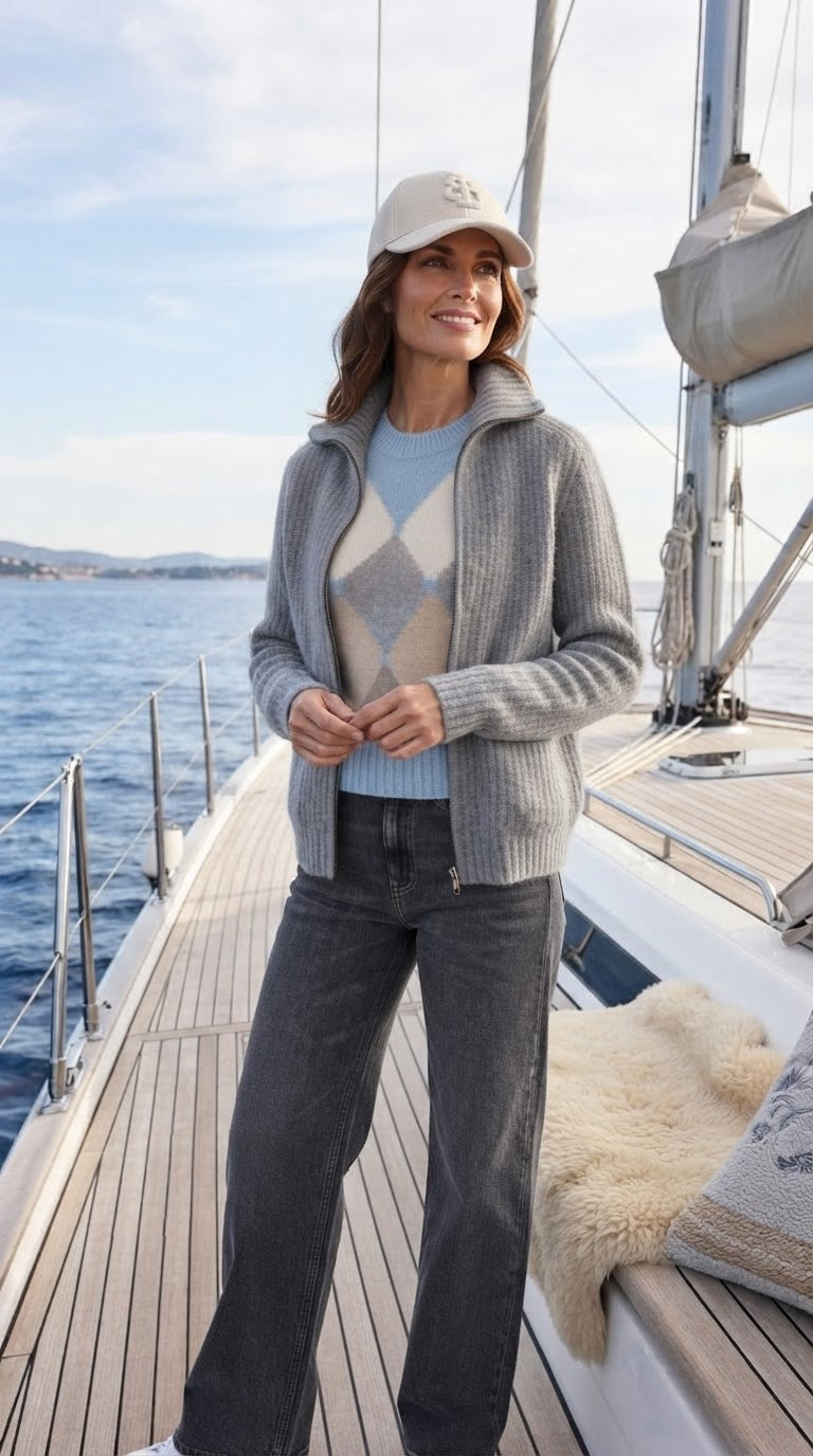 Pull rombi argyle cashmere azzurro Ballantyne