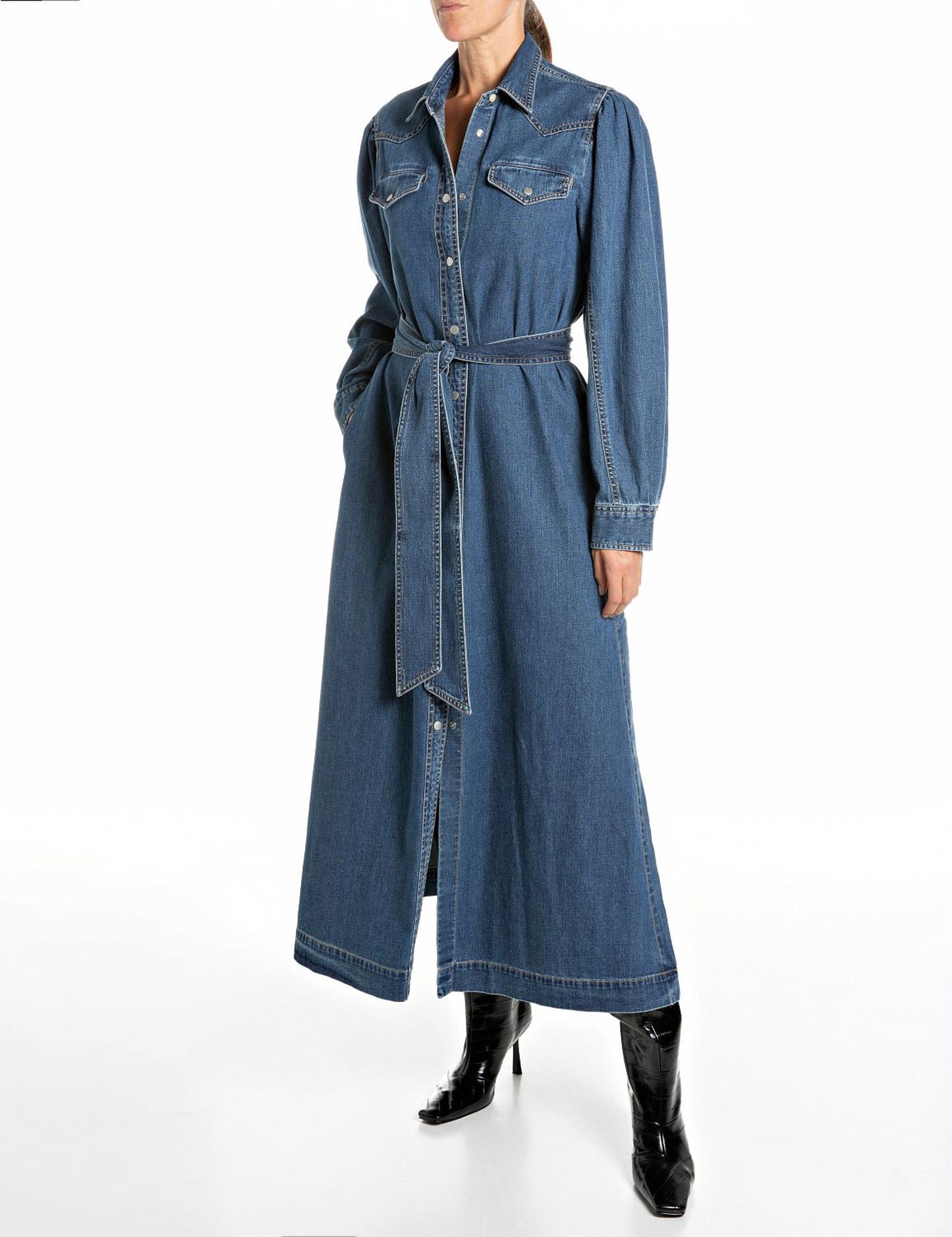 Abito chemisier lungo denim Replay