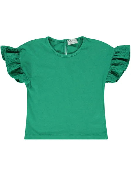 T-shirt smeraldo con volant j.o.