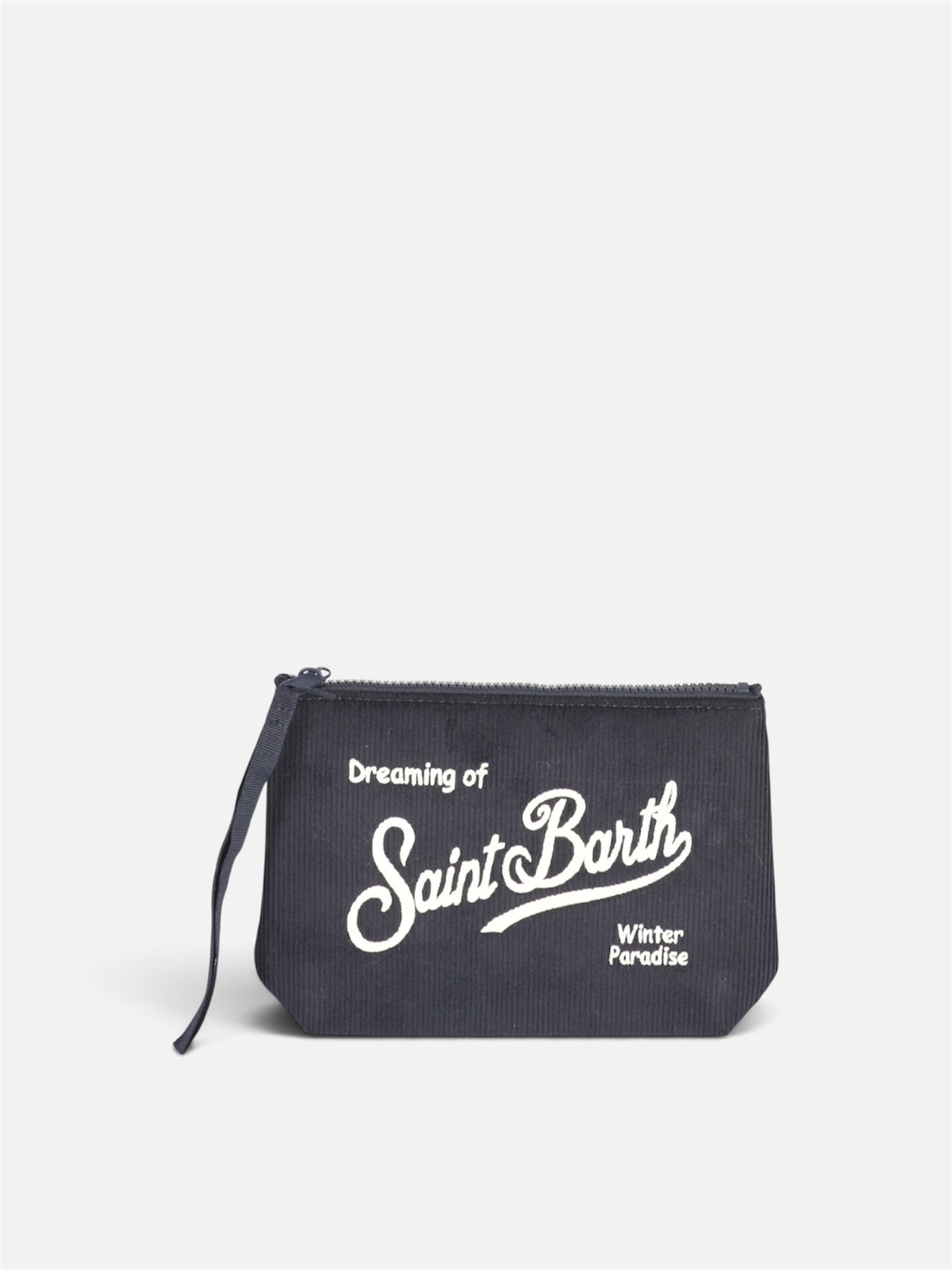 Pochette velvet Aline Saint Barth blu
