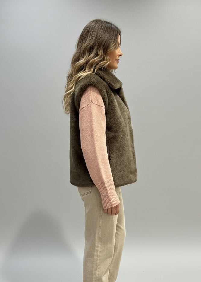 Gilet reversibile Eco Fur marrone