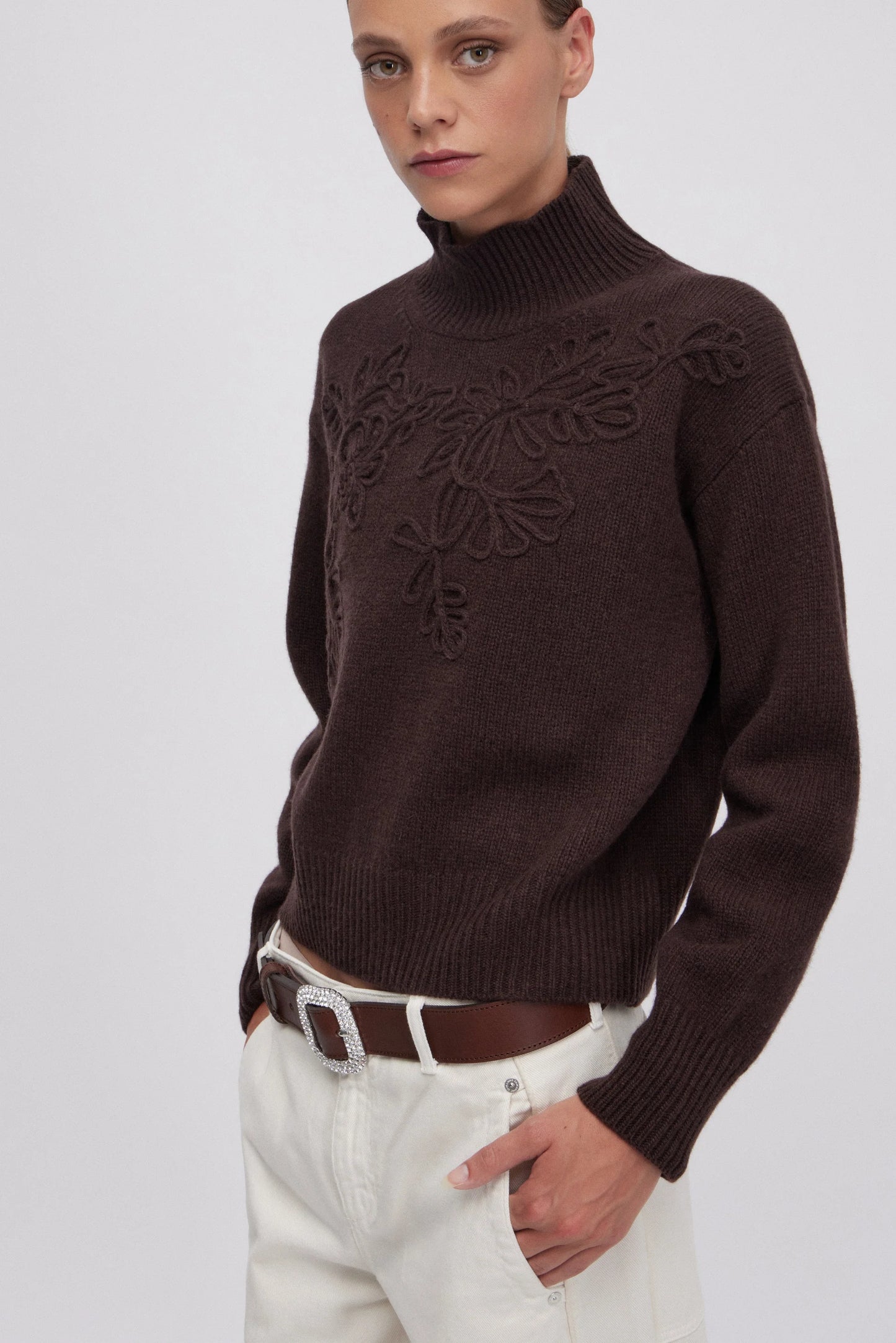 Maglione dolcevita ricamato Ermanno Firenze