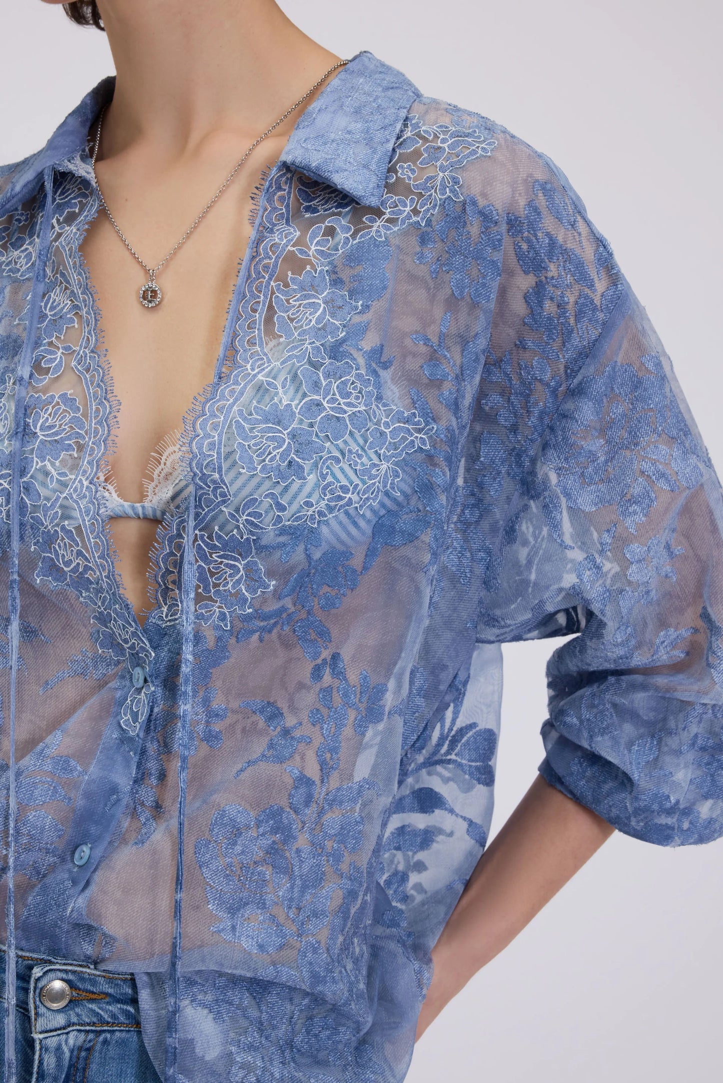 Camicia in voile ricamato Ermanno
