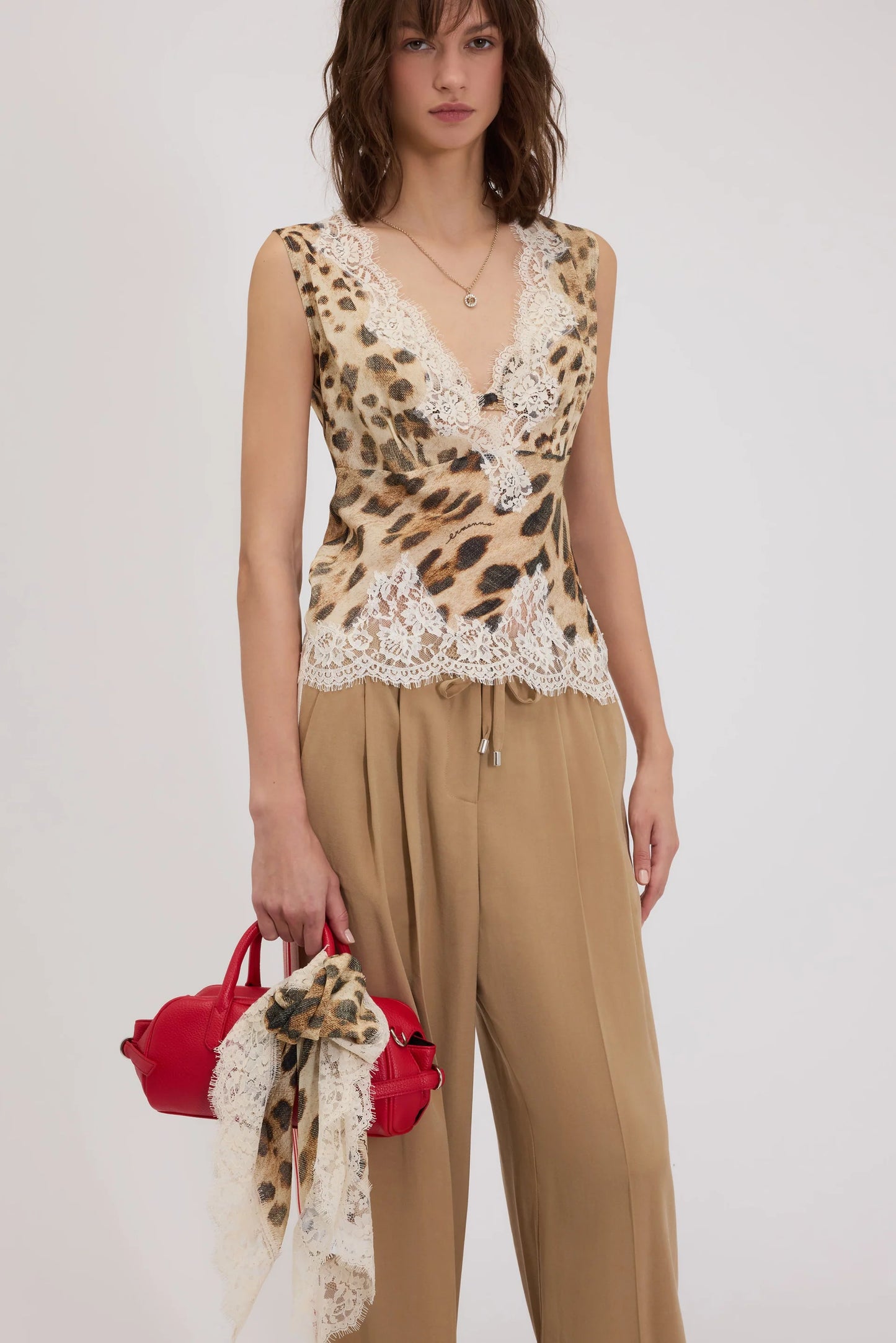 Top animalier con pizzo Ermanno