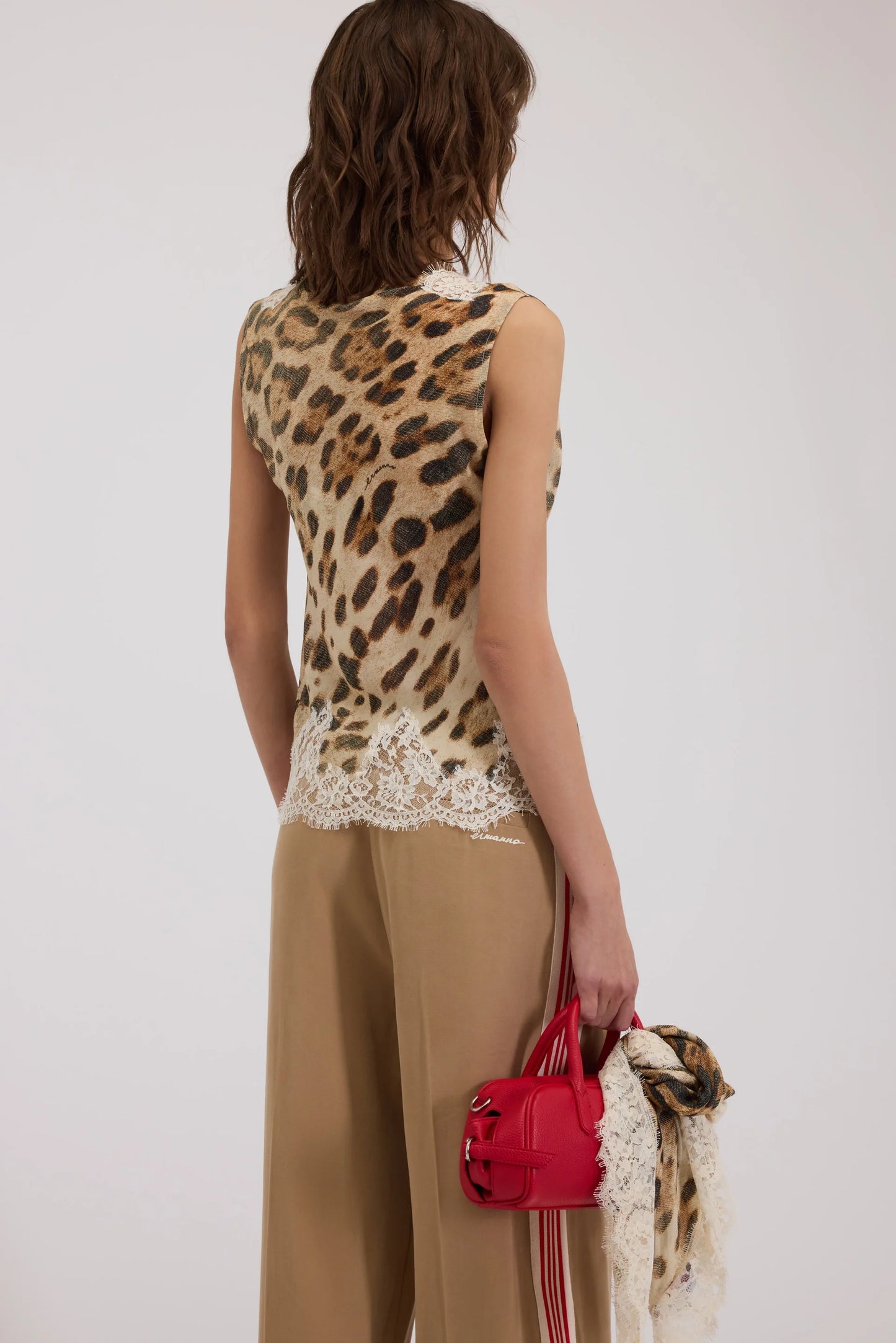 Top animalier con pizzo Ermanno