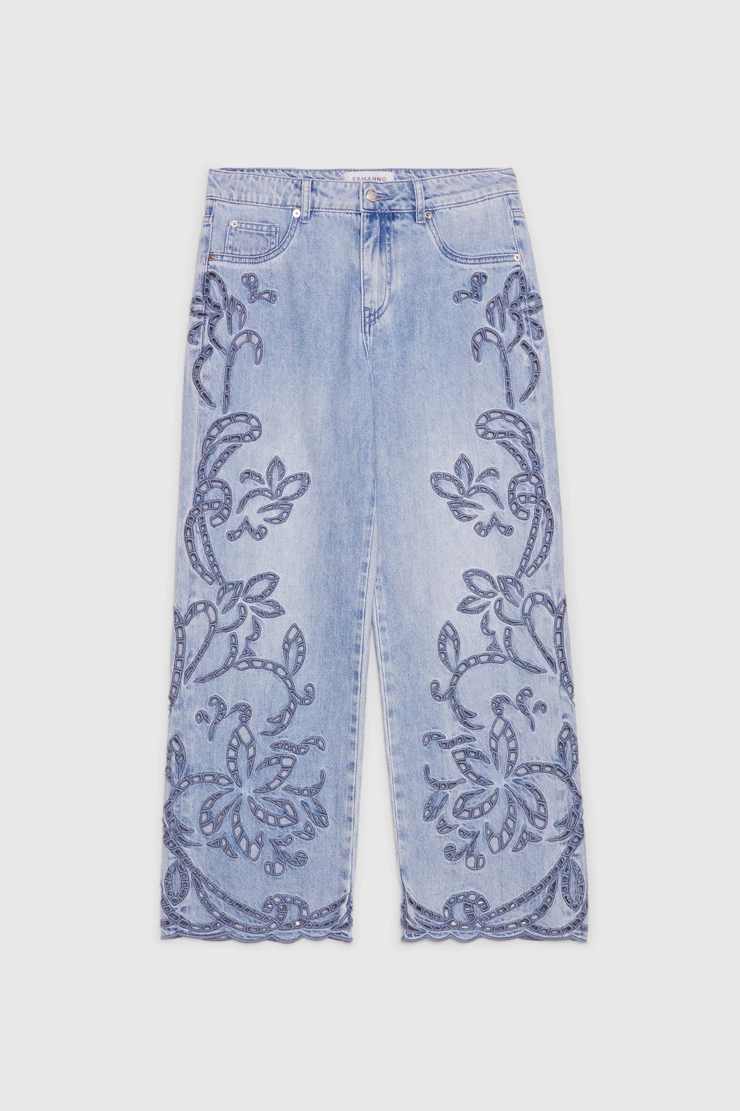 Jeans denim vintage ricamato Ermanno