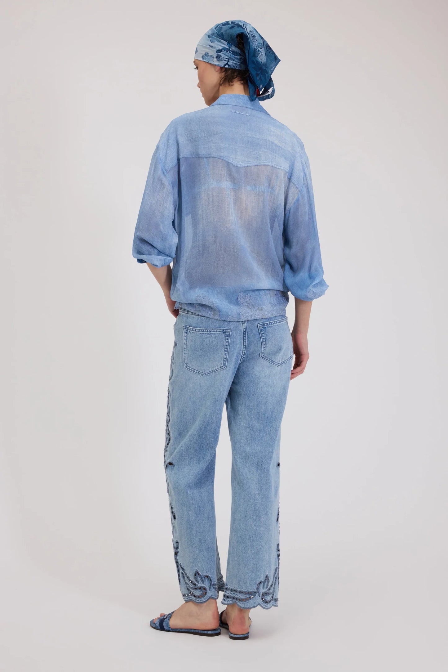 Jeans denim vintage ricamato Ermanno