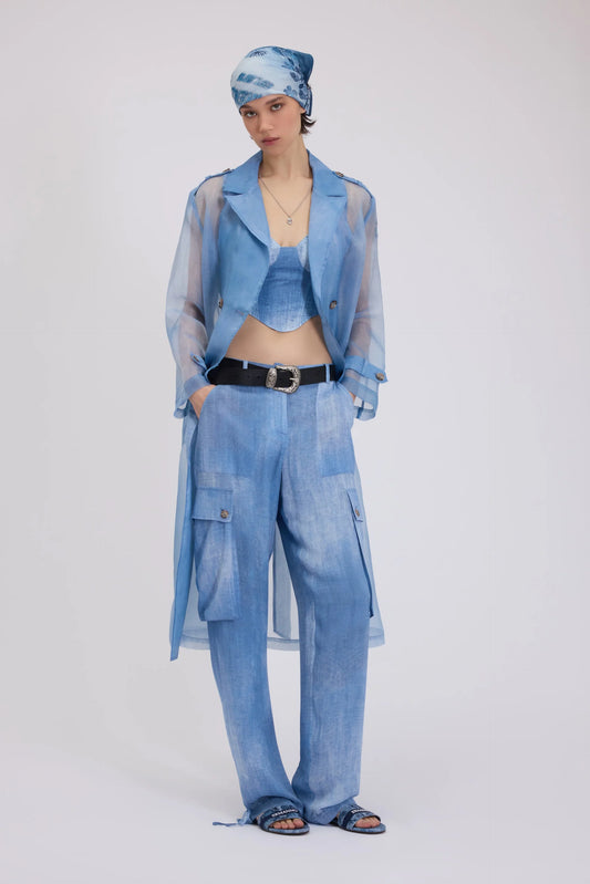 Pantalone cargo fluid denim Ermanno
