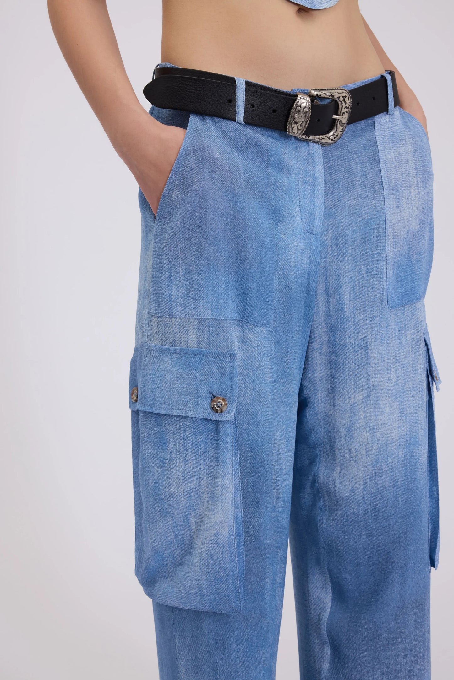 Pantalone cargo fluid denim Ermanno