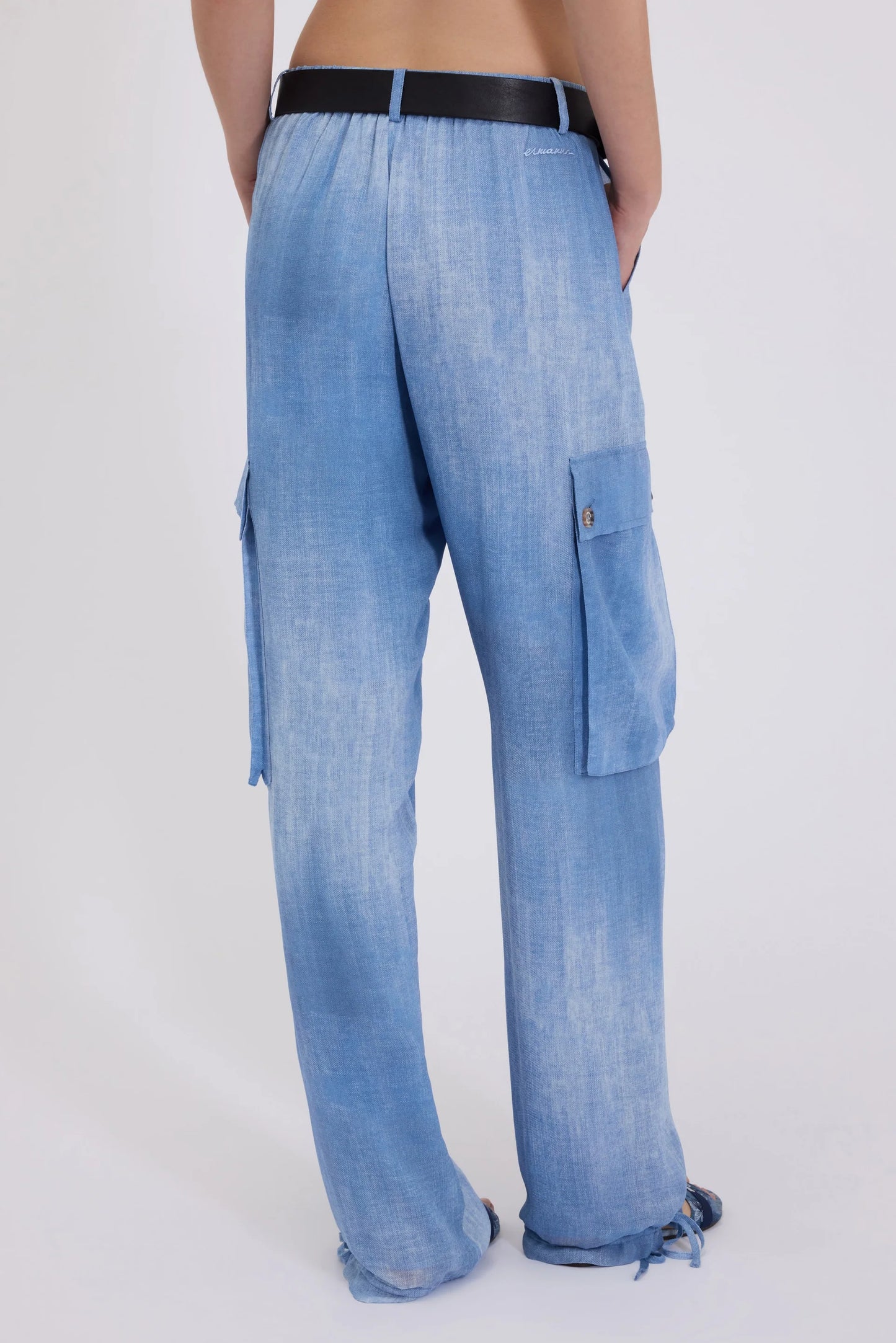 Pantalone cargo fluid denim Ermanno