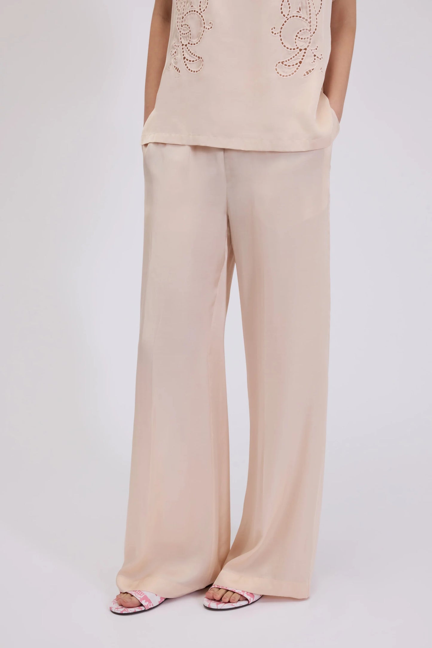 Pantaloni in raso cipria Ermanno Firenze