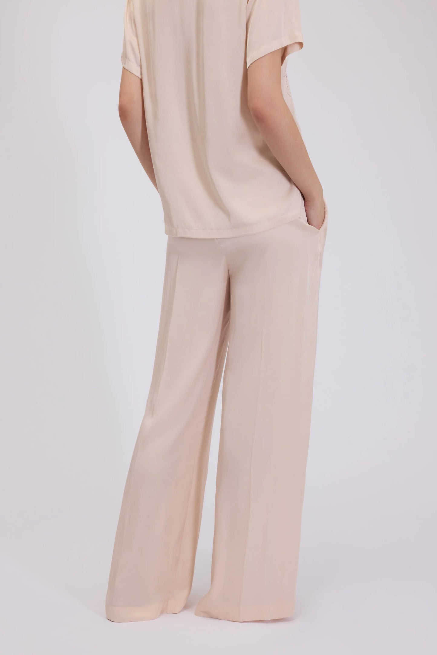 Pantaloni in raso cipria Ermanno Firenze