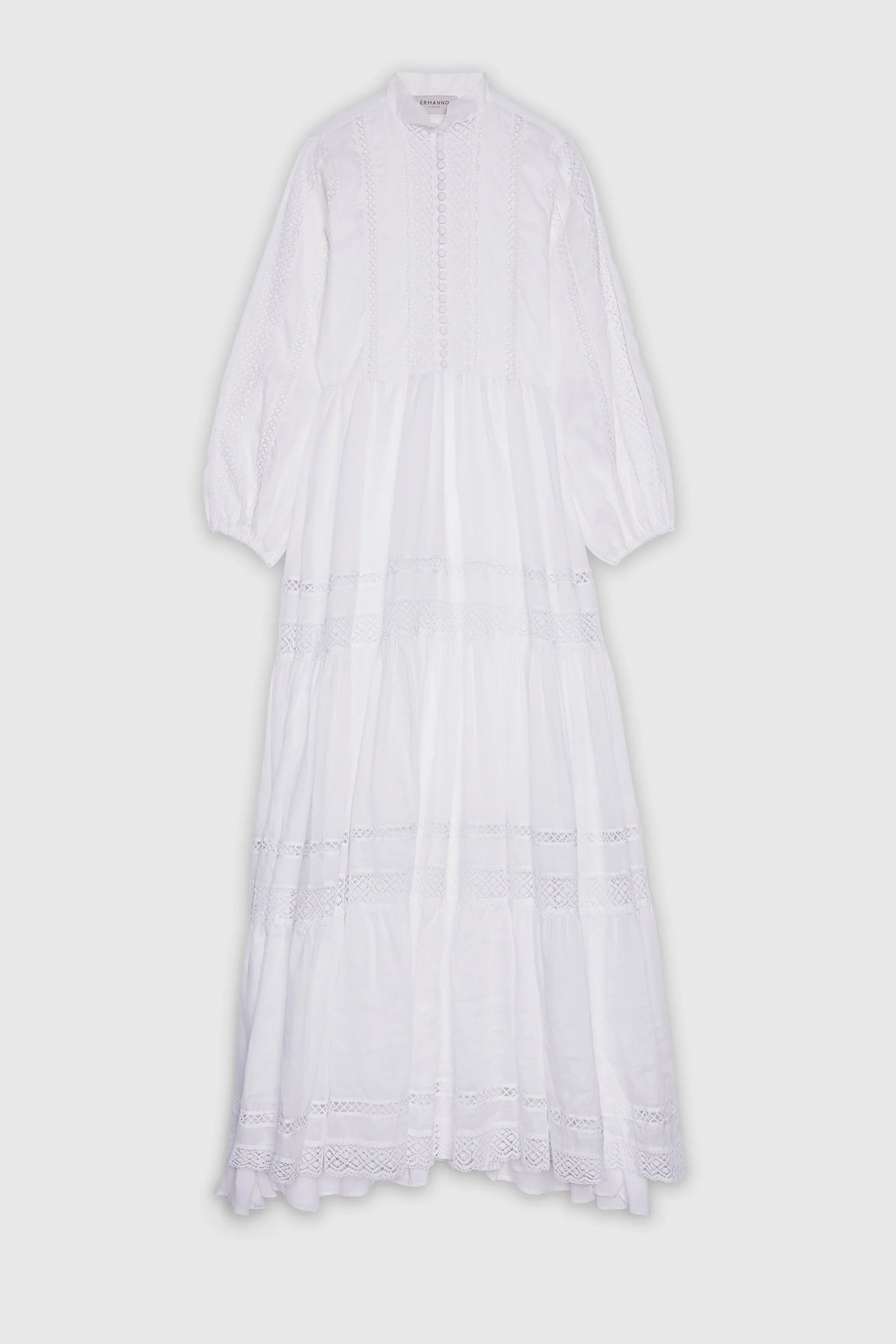 Chemisier lungo bianco con pizzo Ermanno
