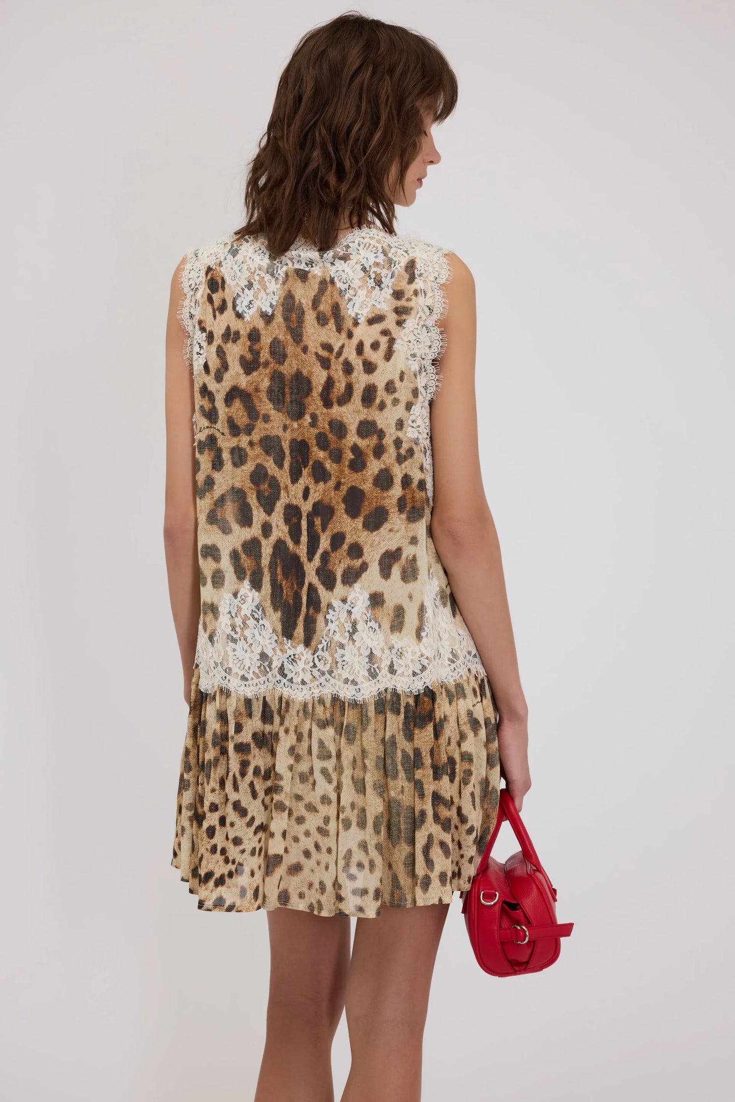 Vestito corto animalier con pizzo Ermanno