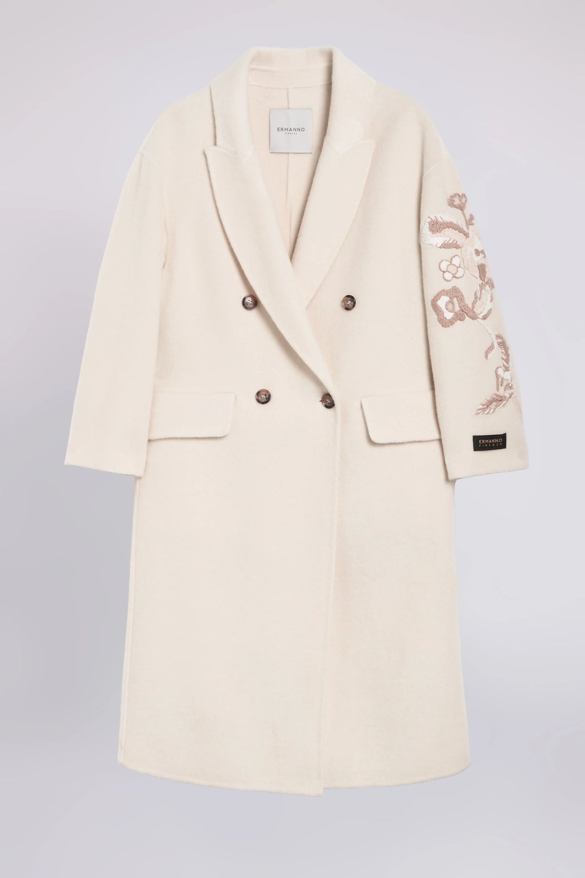 Cappotto latte ricamato Ermanno