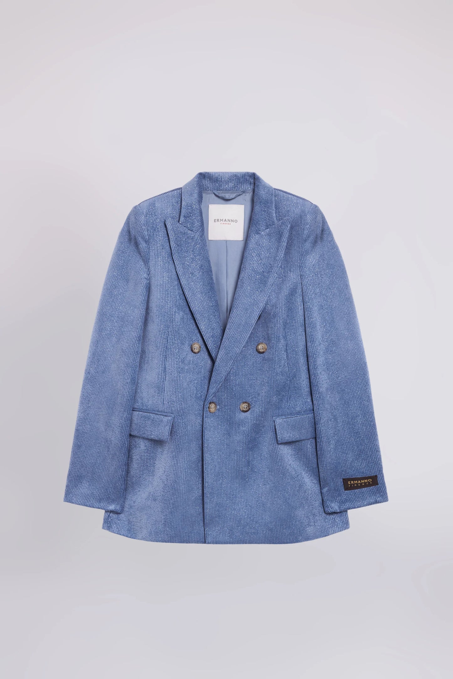Blazer doppiopetto velluto azzurro Ermanno