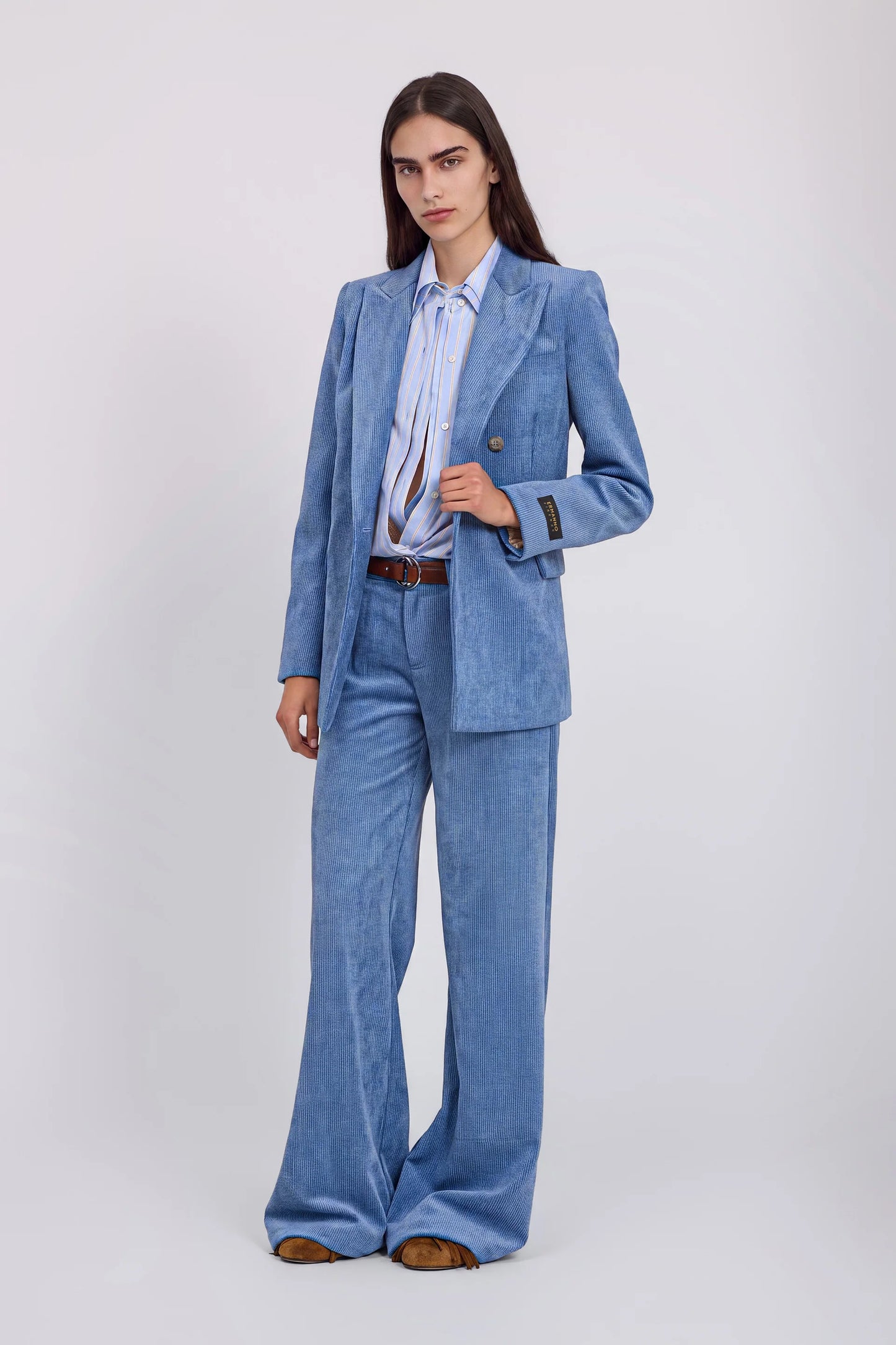 Blazer doppiopetto velluto azzurro Ermanno