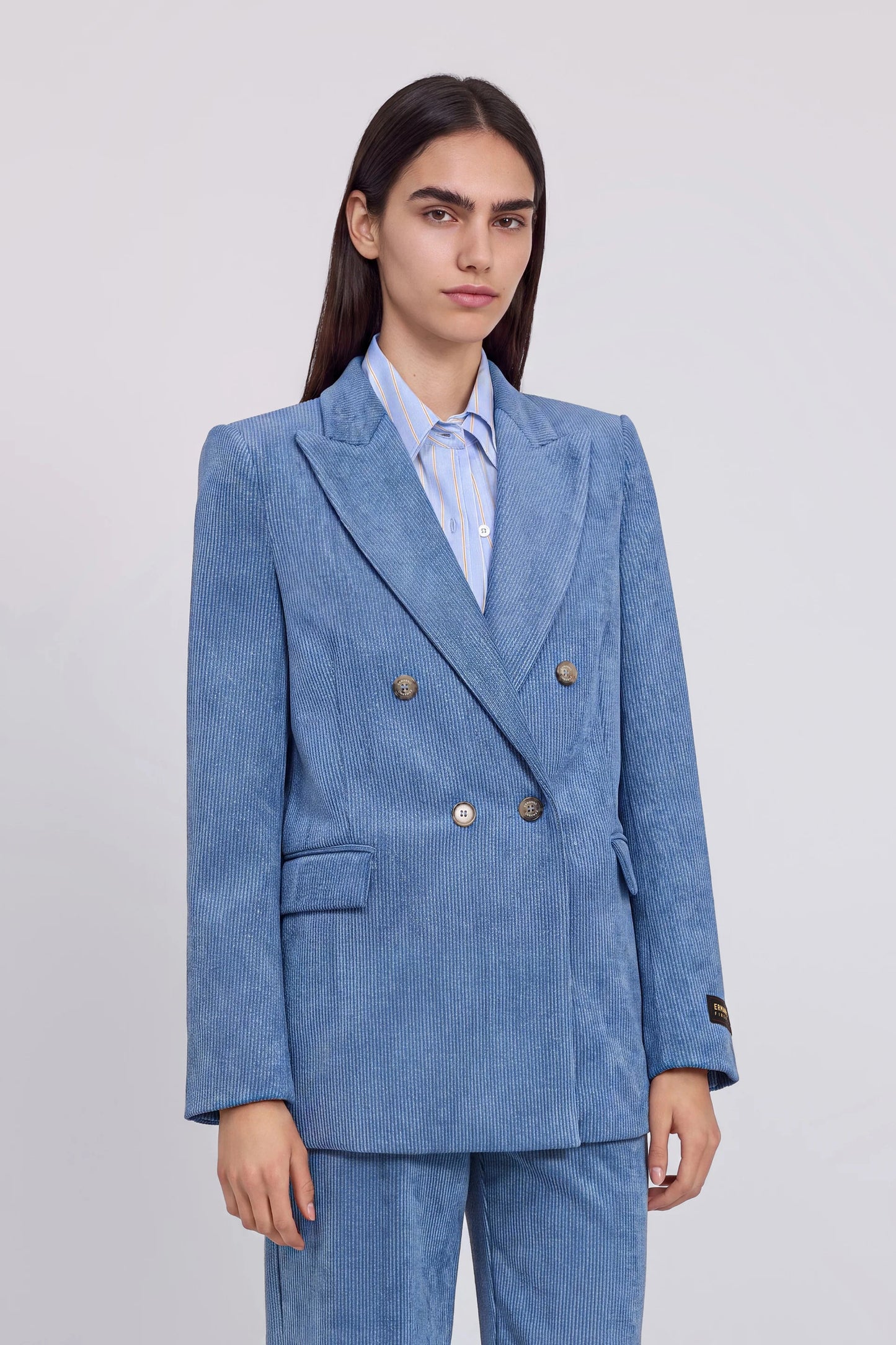 Blazer doppiopetto velluto azzurro Ermanno