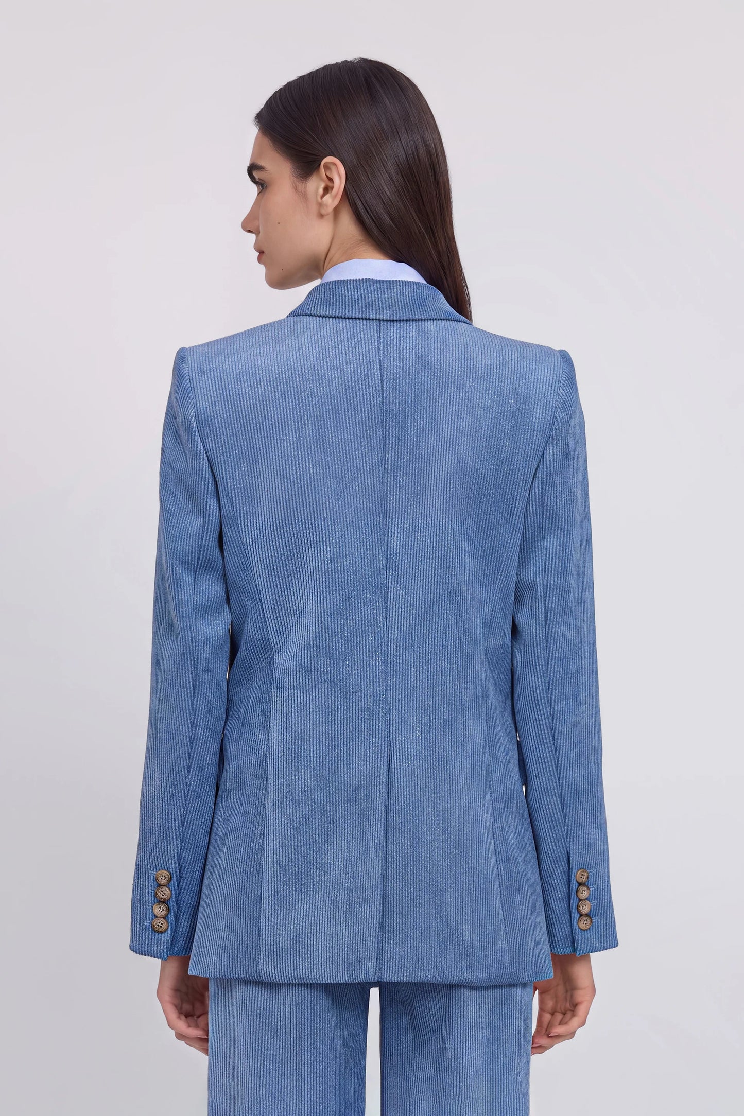 Blazer doppiopetto velluto azzurro Ermanno