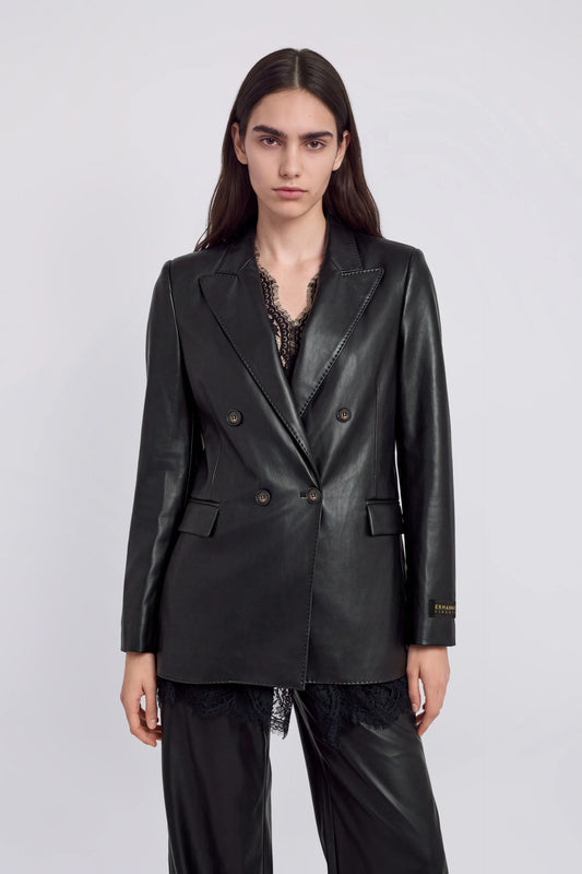 Blazer a doppio petto in ecopelle Ermanno Firenze