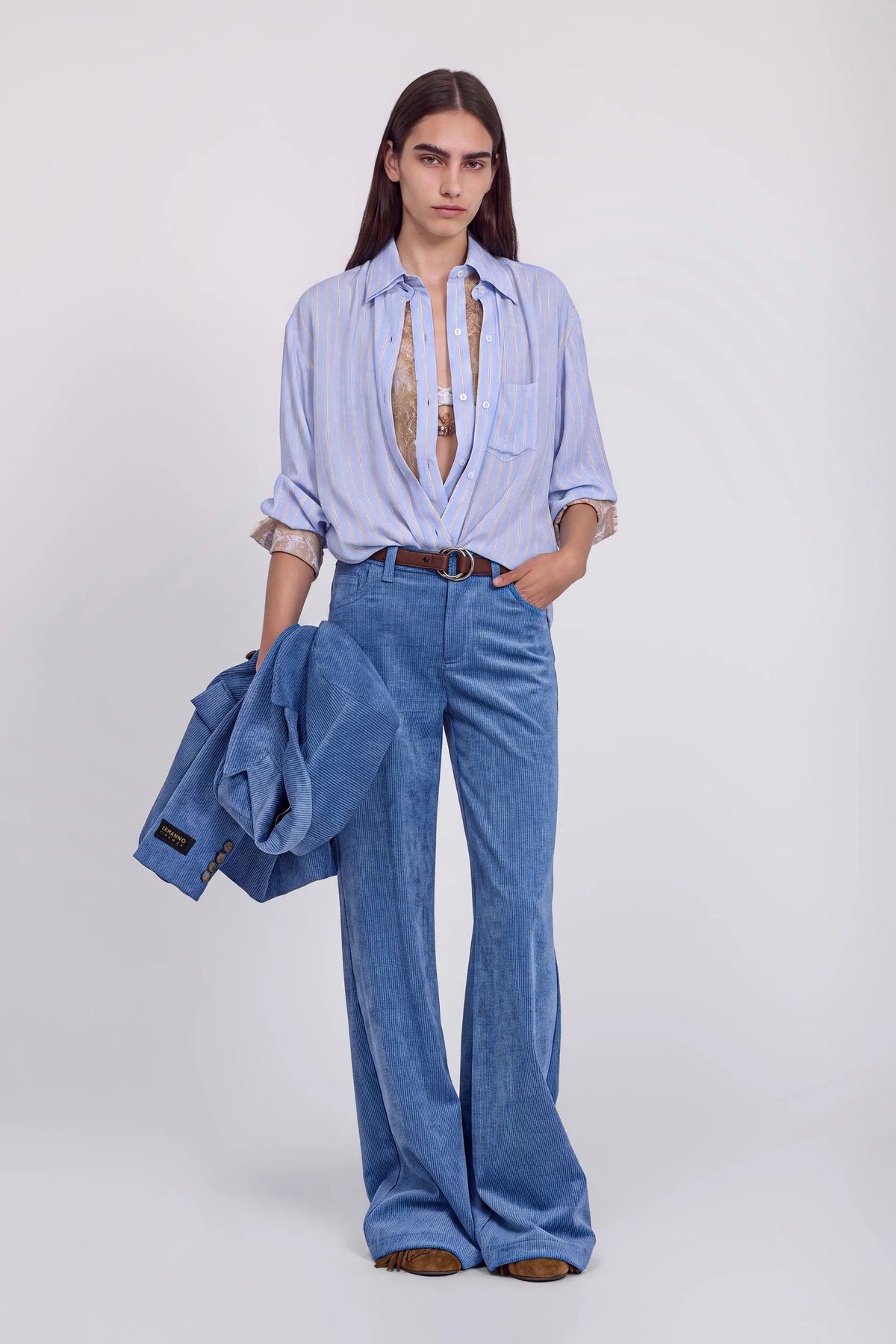 Camicia gessata azzurra Ermanno