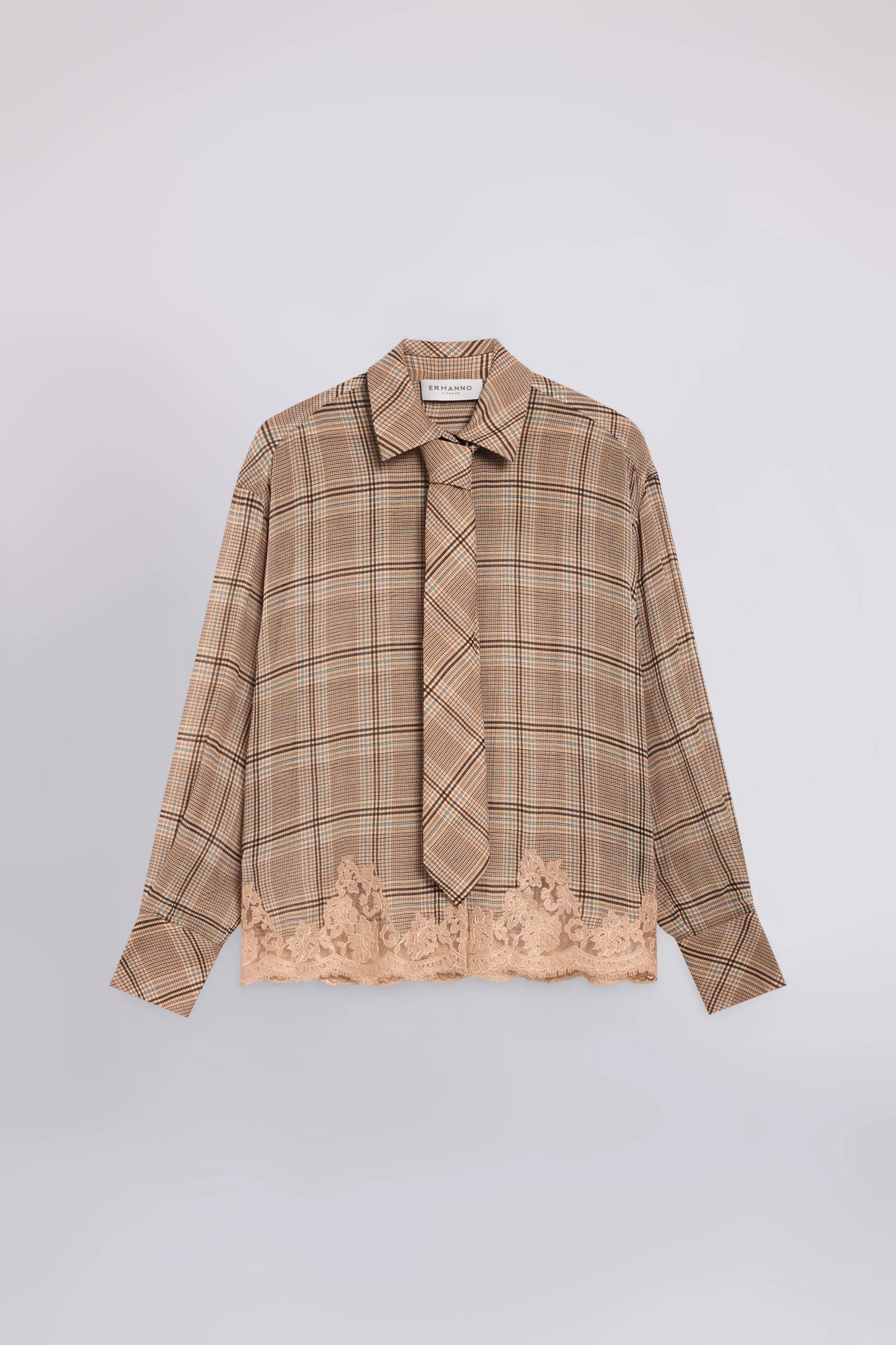 Camicia galles e pizzo champagne Ermanno