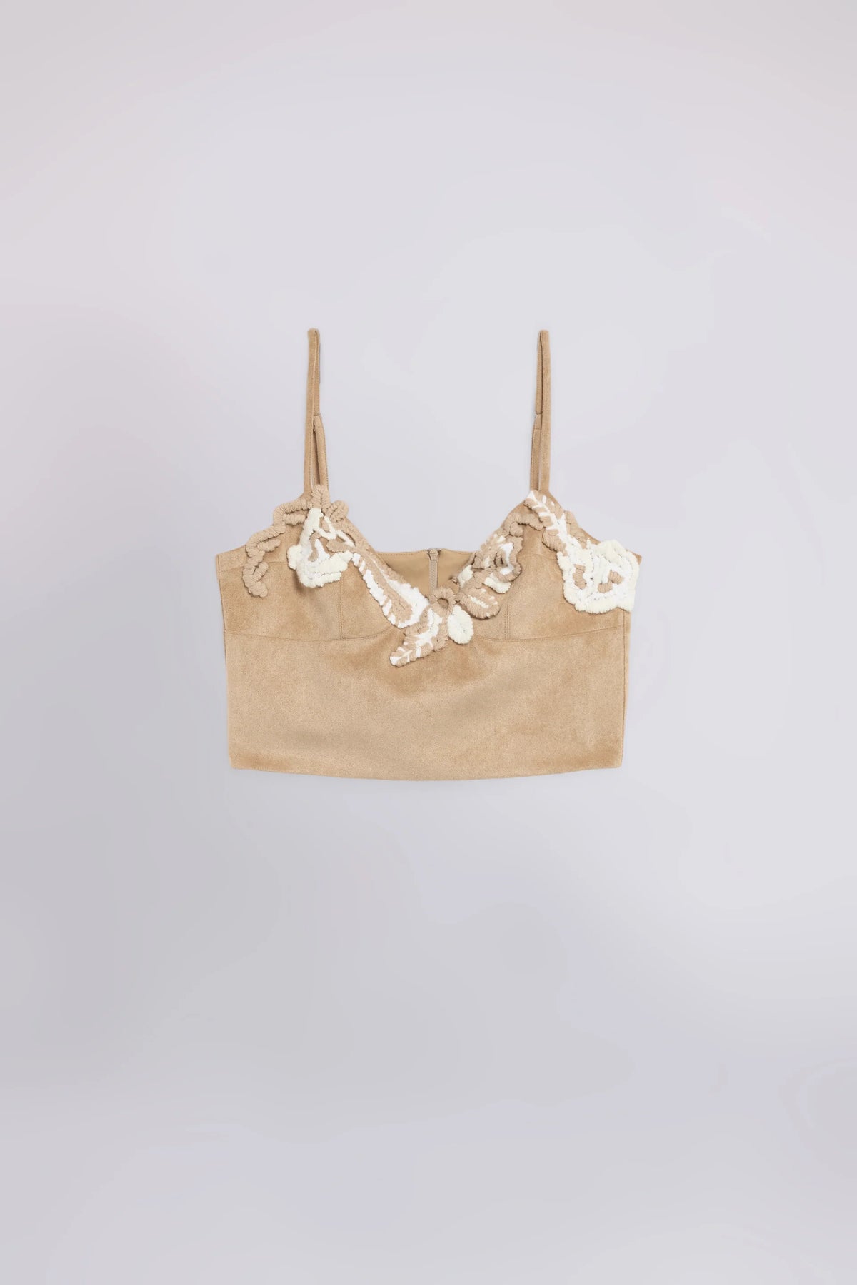Top eco suede ricamato champagne Ermanno