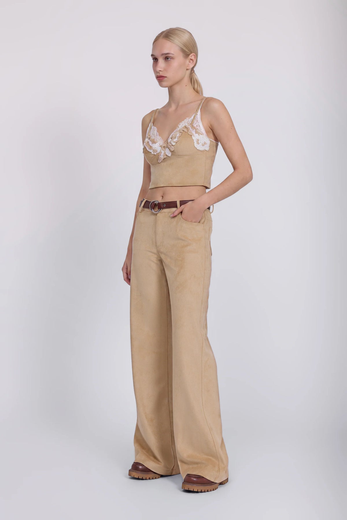 Pantalone eco suede champagne Ermanno