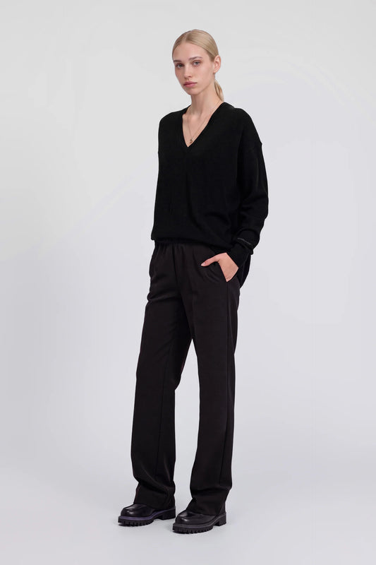 Pantalone stretch gamba dritta nero Ermanno