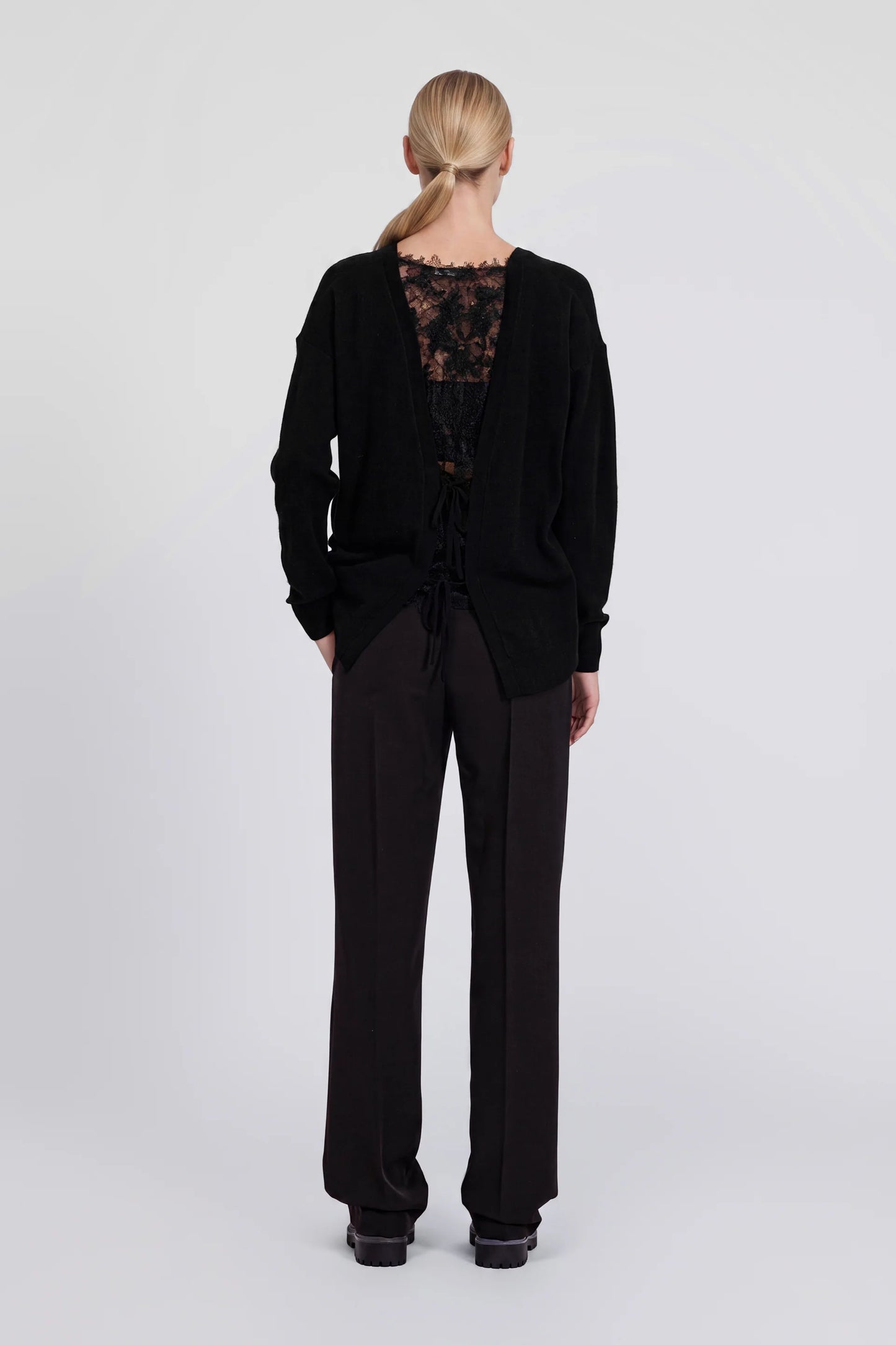 Pantalone stretch gamba dritta nero Ermanno
