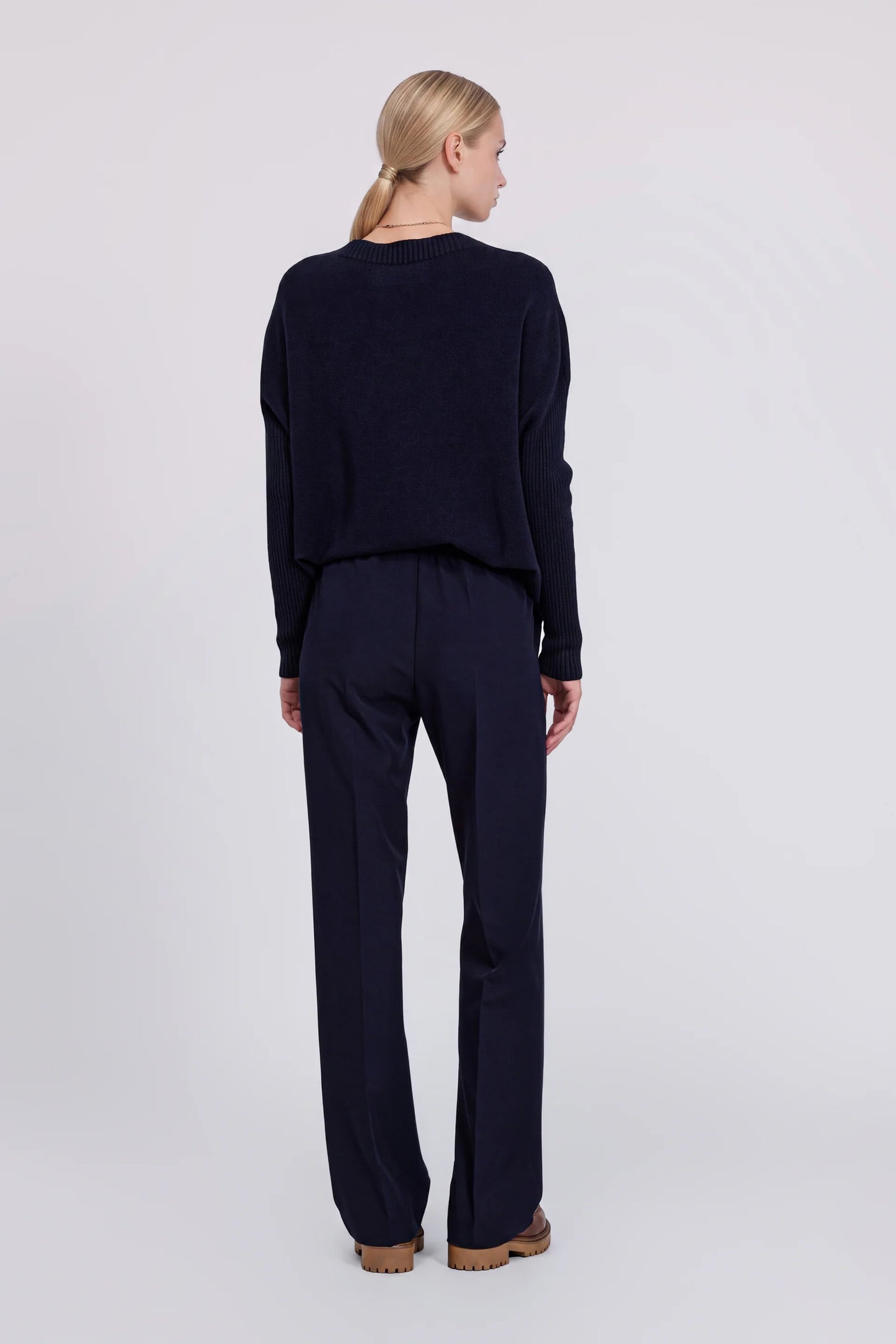 Pantalone stretch gamba dritta blu Ermanno