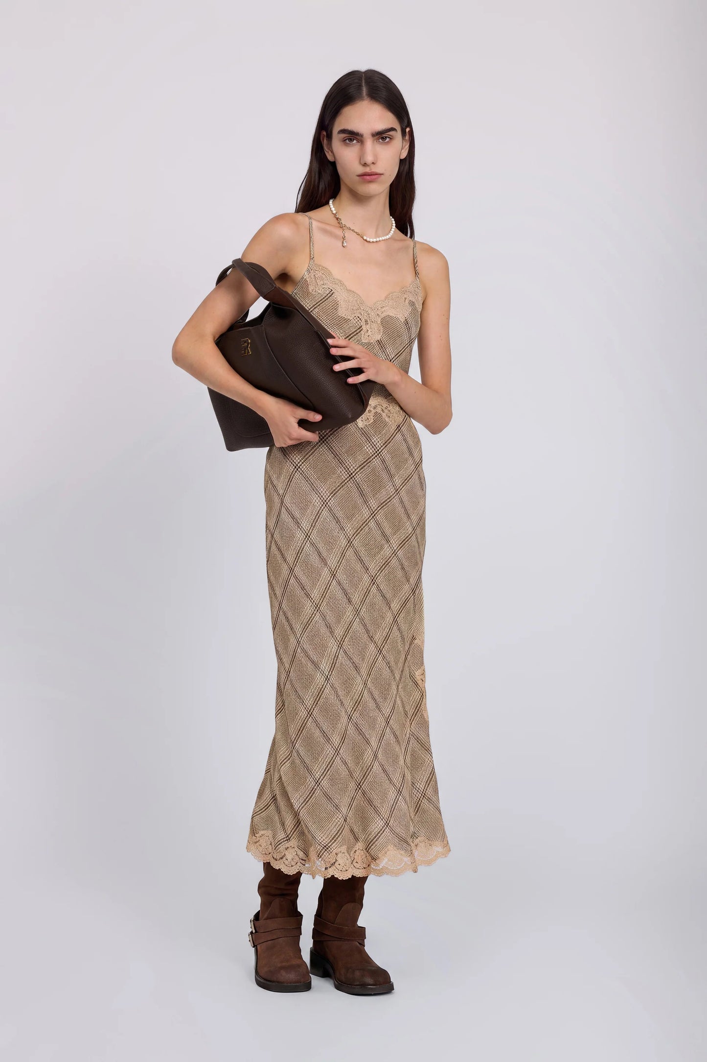 Slip dress galles e pizzo champagne Ermanno