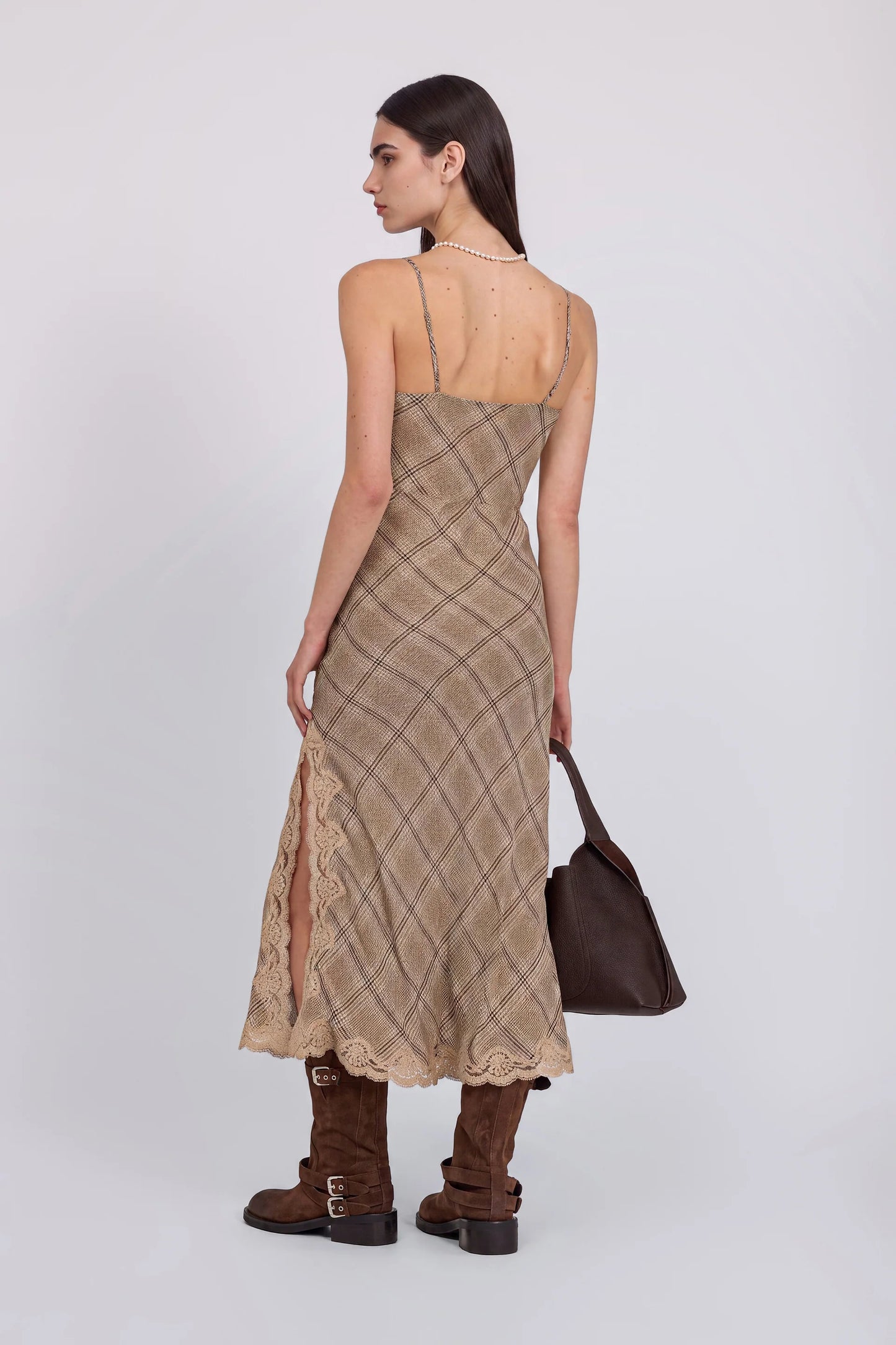 Slip dress galles e pizzo champagne Ermanno