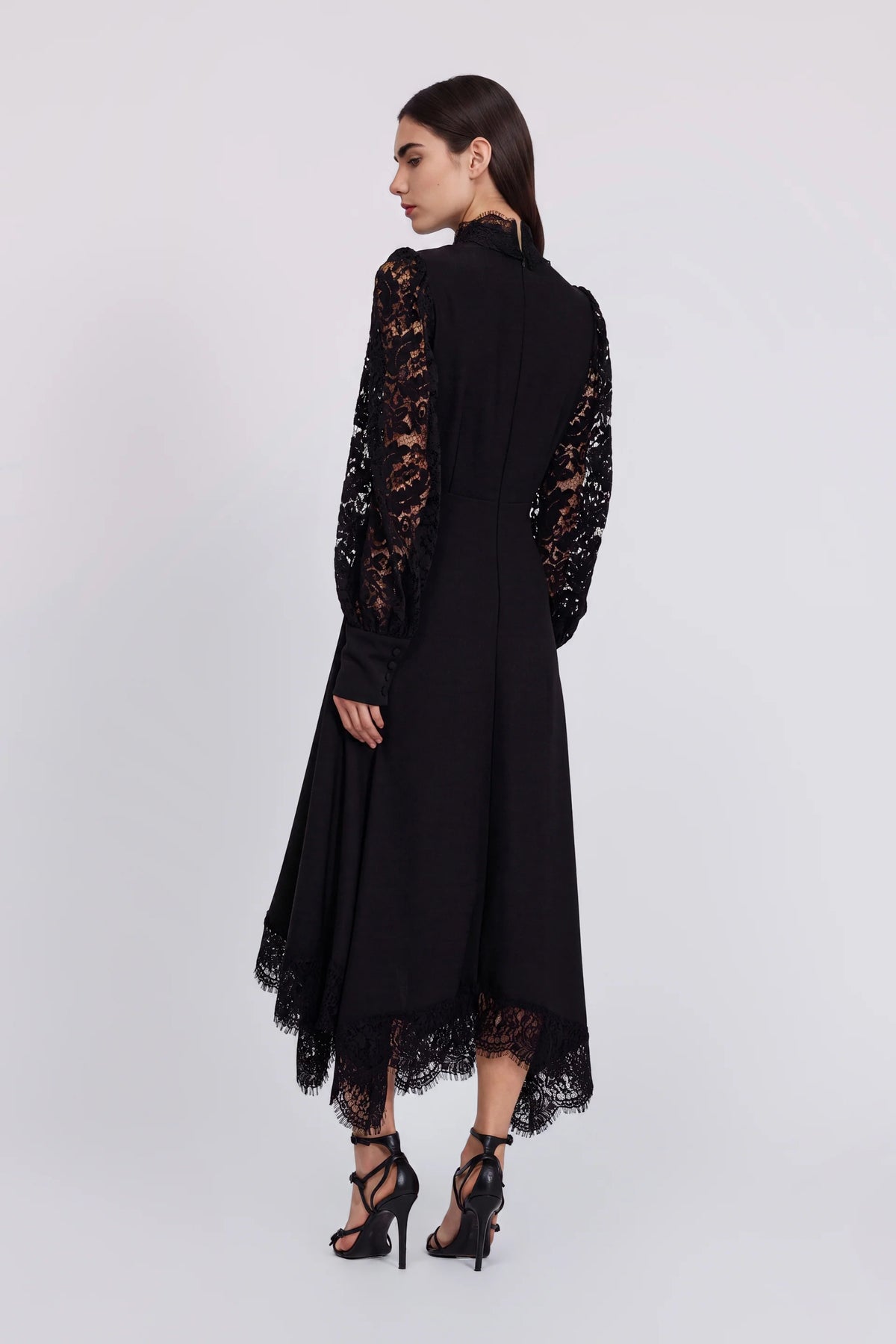 Abito midi con maniche in pizzo Ermanno Firenze