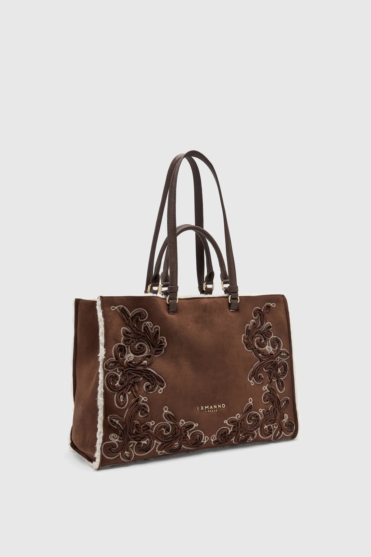 Borsa shopping ricamata Ermanno