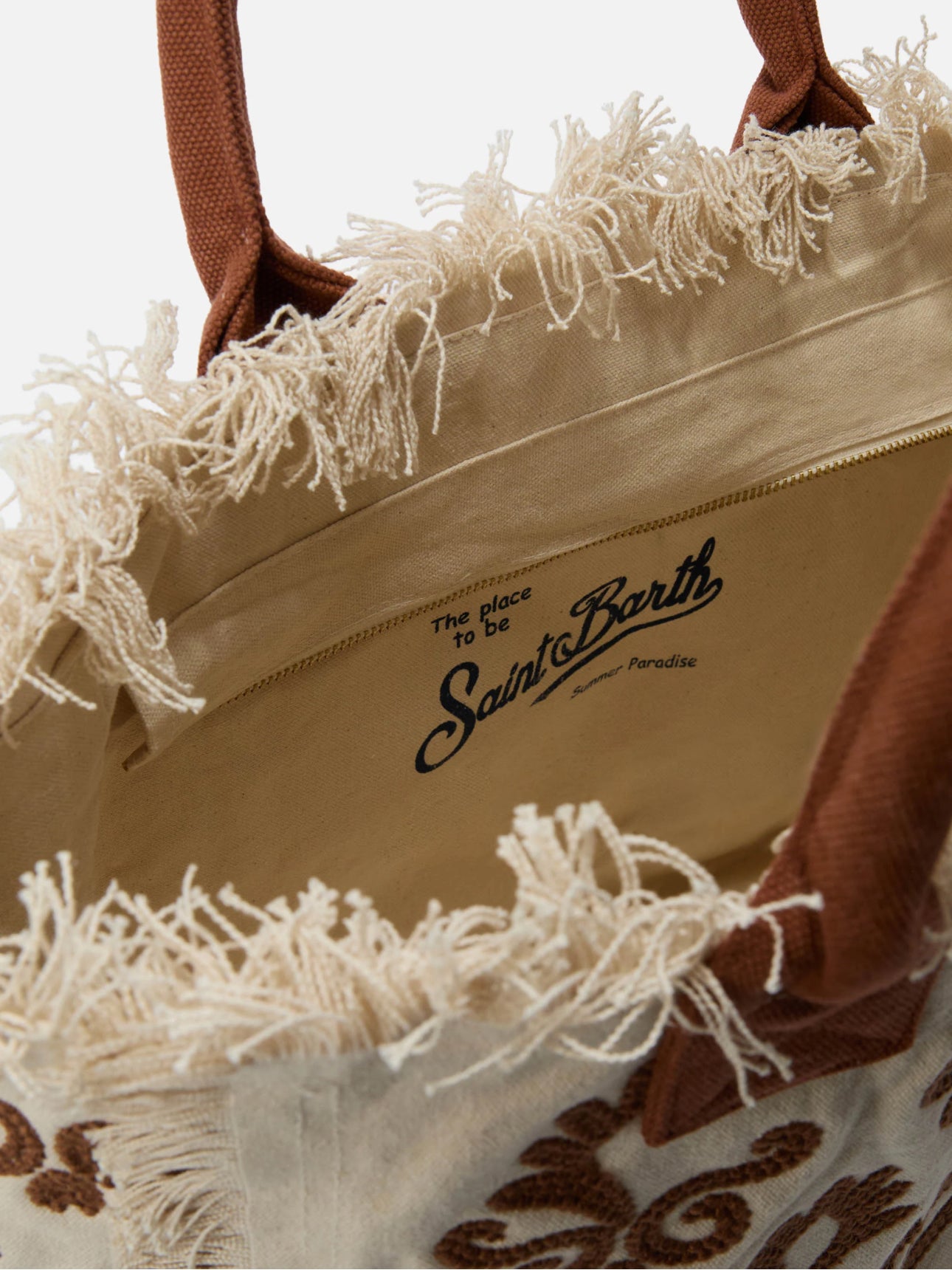 Borsa Vanity beige e marrone in  canvas Saint Barth