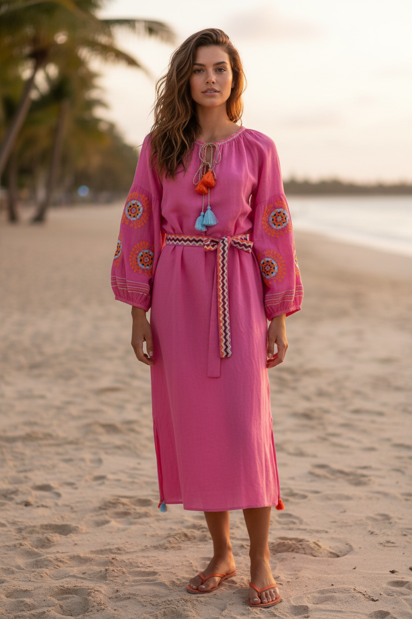 Kaftano Veronica Fuxia Benaras
