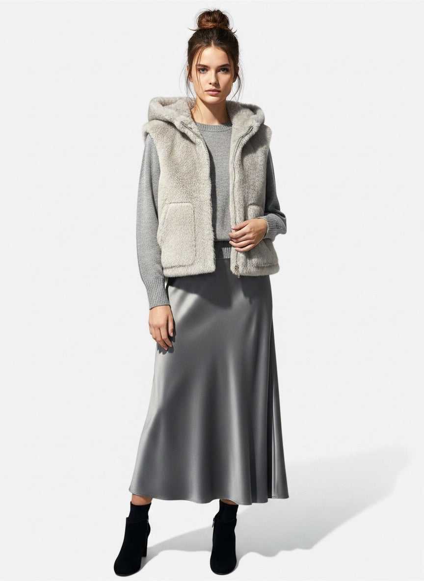 Gilet eco visone grigio perla Terzo Piano