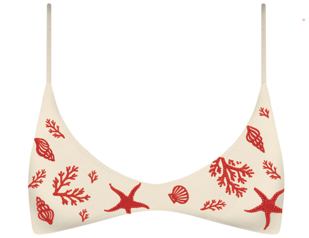 Bikini brassiere avorio con perline corallo Saint Barth