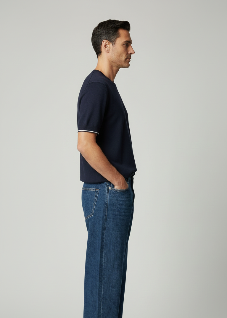 T-shirt Giro basic Blu