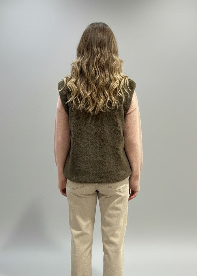 Gilet reversibile Eco Fur marrone