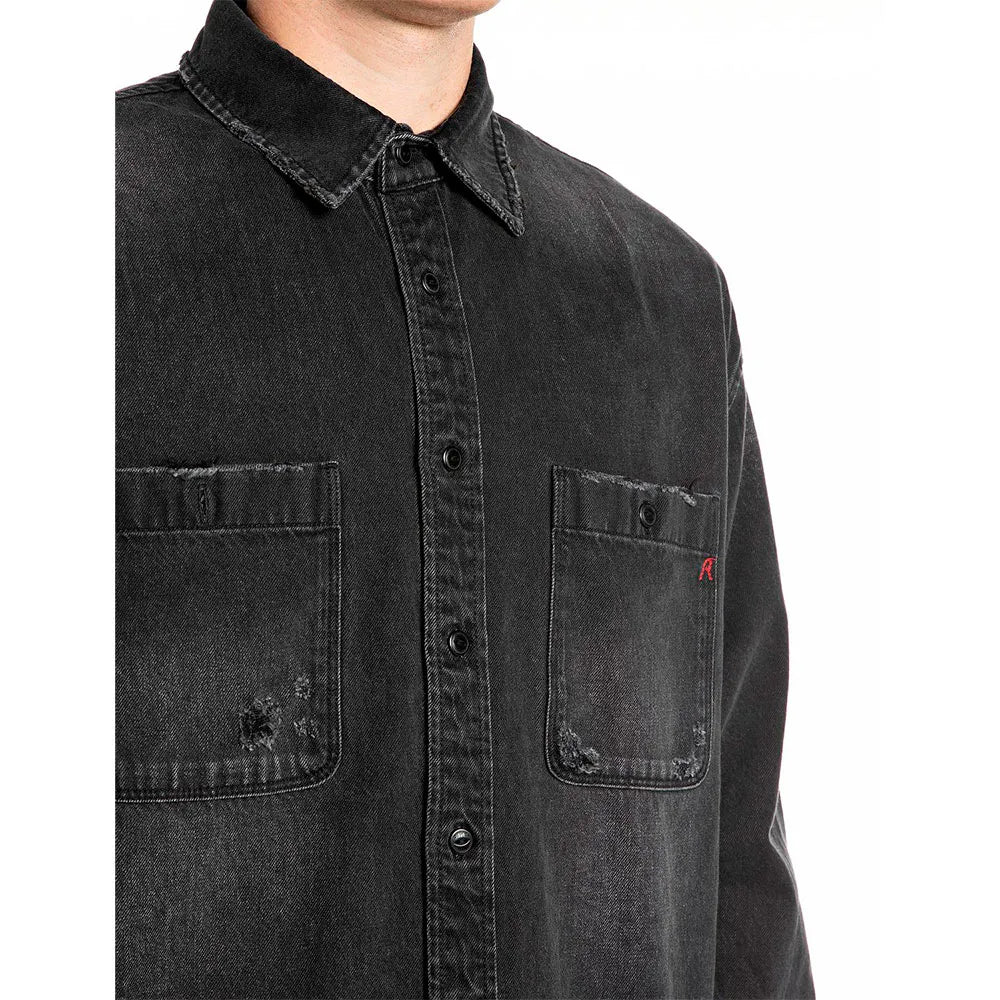 Overshirt denim black Replay uomo