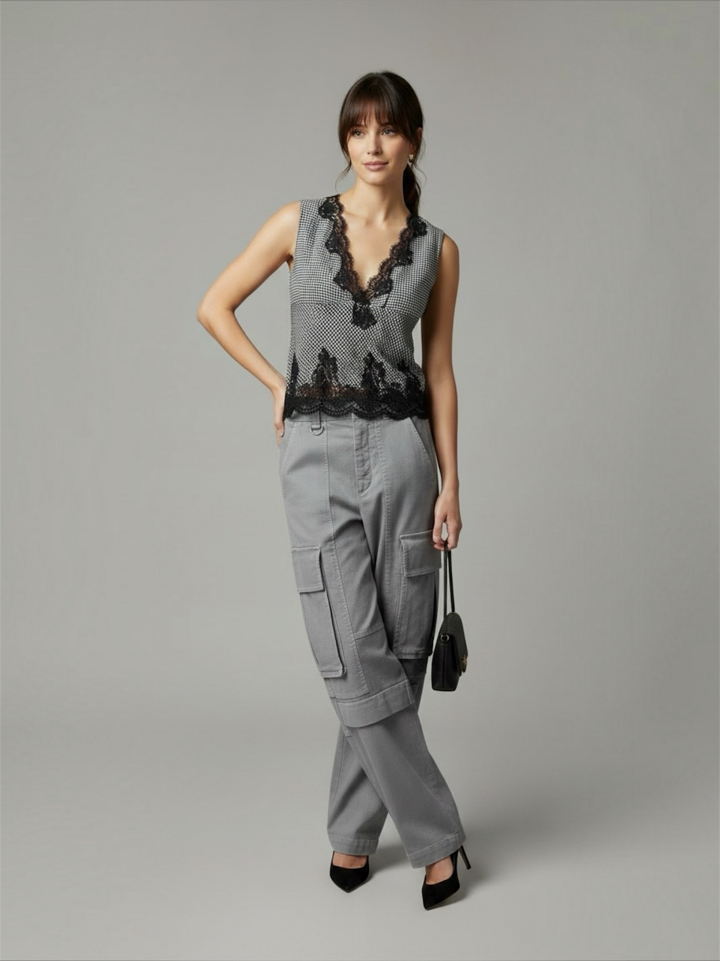 Top in raso e pizzo Ermanno Firenze