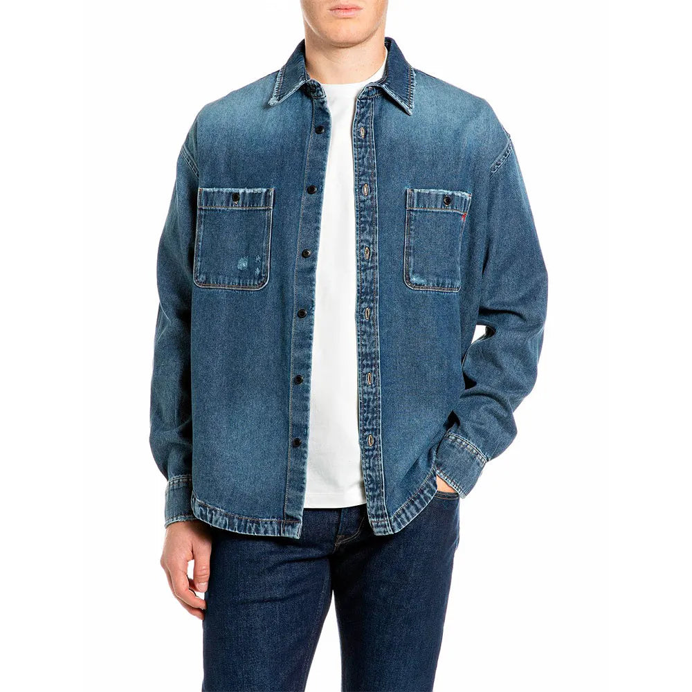 Overshirt denim Replay uomo