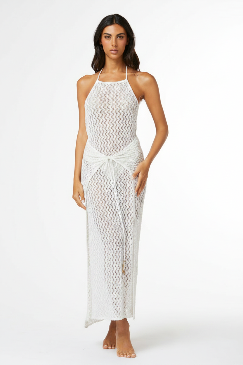 Abito incrociato crochet bianco Fisico