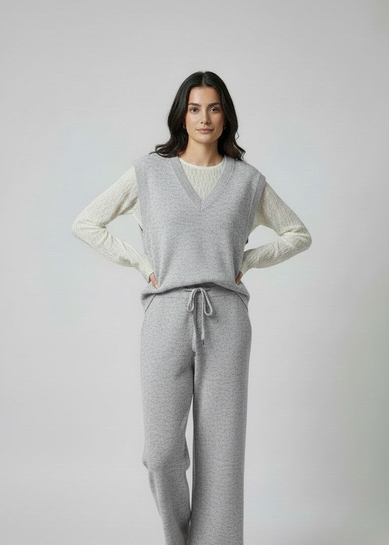 Gilet in maglia over grigio melange