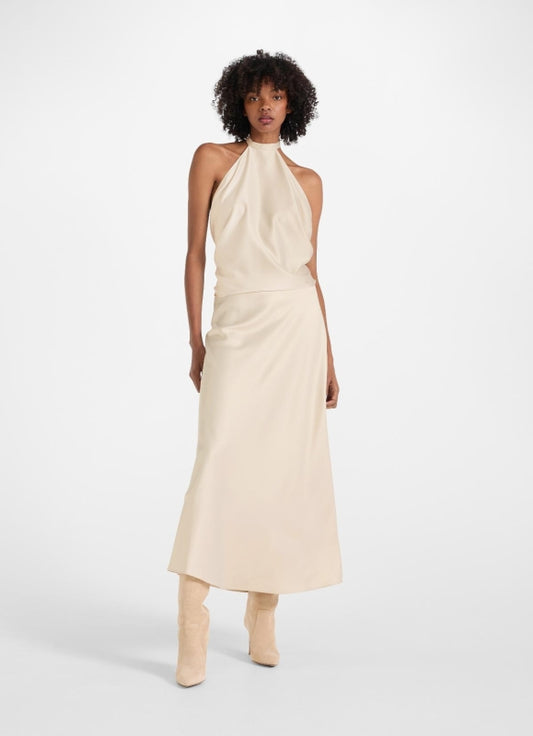 Gonna longuette raso avorio Juvia