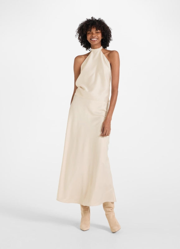 Gonna longuette raso avorio Juvia