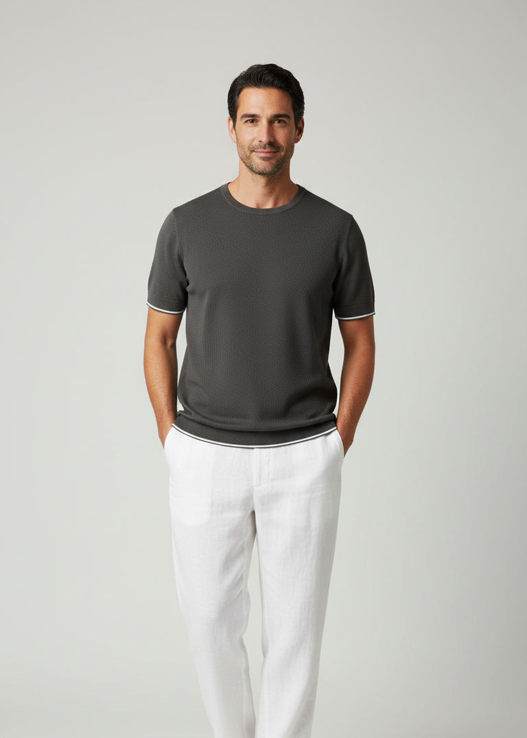 Maglia mezza manica jacquard