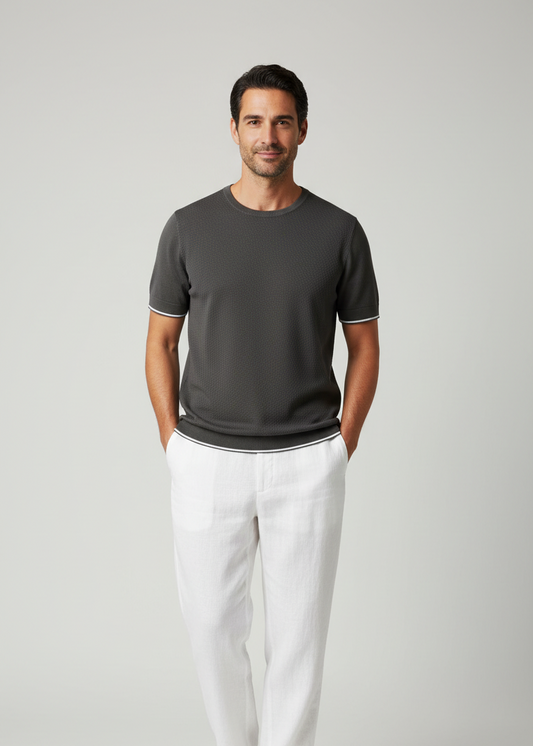 Maglia mezza manica jacquard